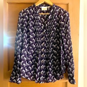 Anthropologie Maeve sheer cotton monkey print top size 4